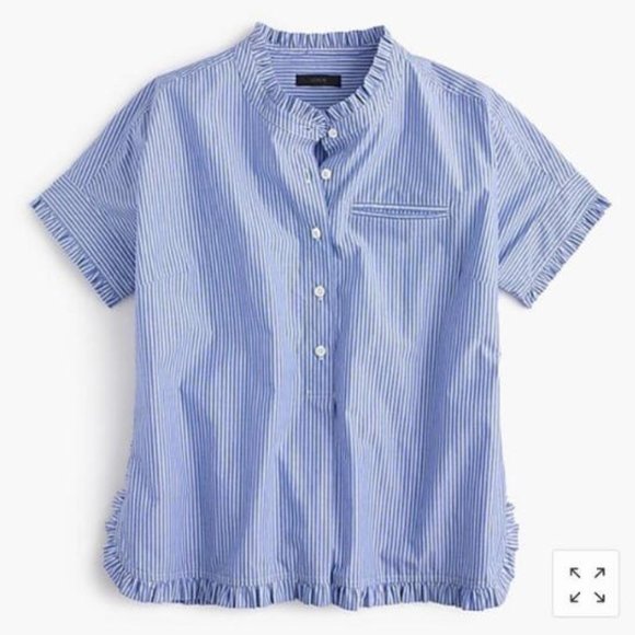 J.Crew Ruffle Trim Popover Short Sleeve Shirt - Picture 1 of 7